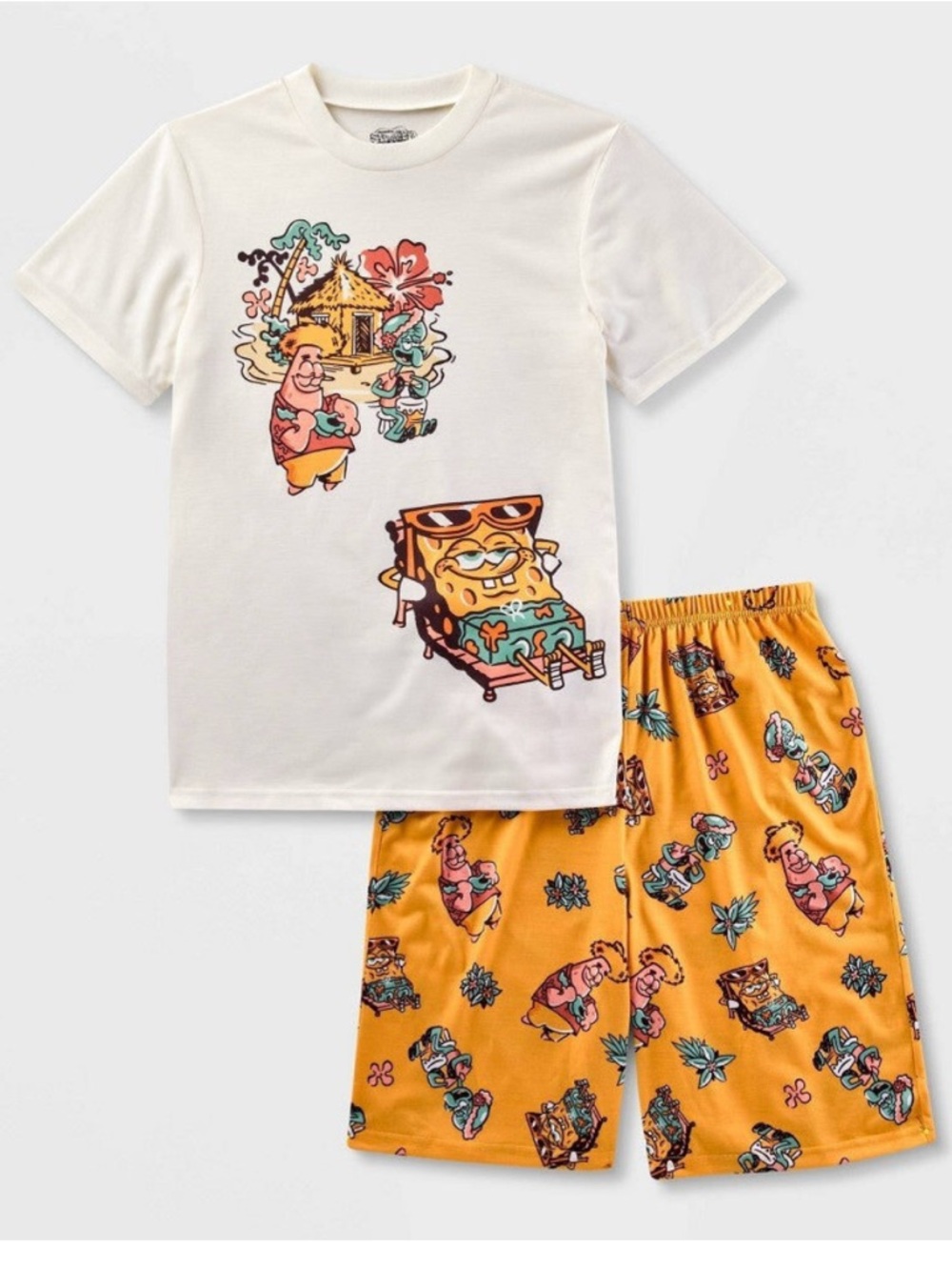 SpongeBob SquarePants Boys’ 2pc Short Sleeve Pajama Set - White XS